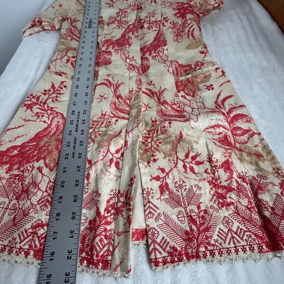 Sigrid Olsen Womens Floral 100% Linen Tunic Jacket Coat XS Red Beige Lightweight - Picture 9 of 10